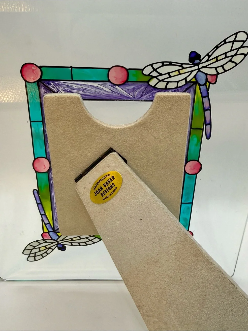 Joan baker designs glass dragonflies Picture Frame hand painted - Home Accents